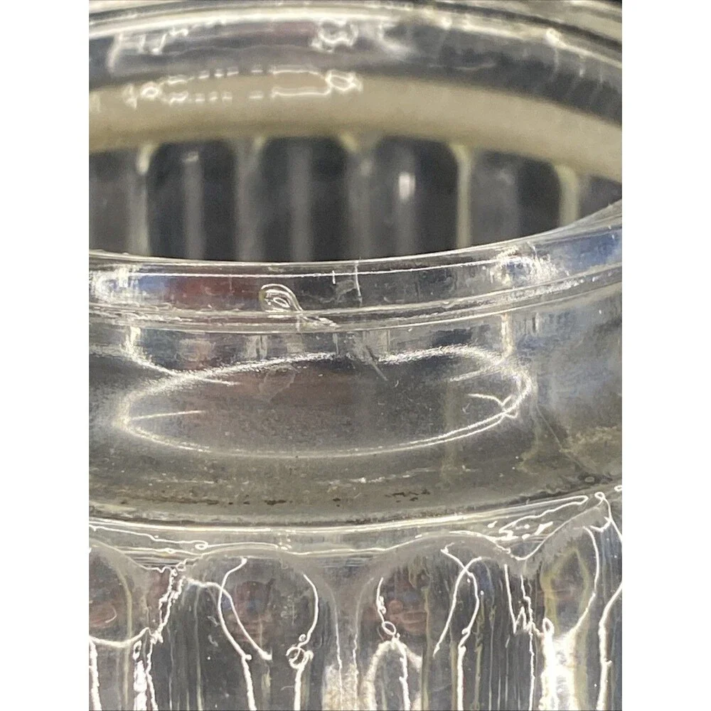 VTG Ceiling Light Shade Cover Clear Glass Ribbed Bullseye Outdoor Porch Fixture